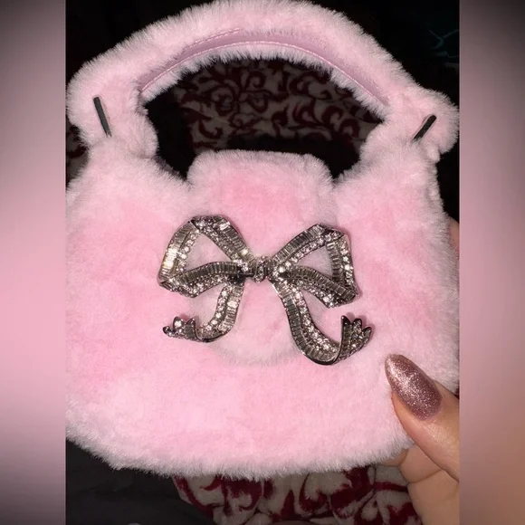 Self-Portrait The Bow Micro faux fur tote bag - Picture 3 of 4